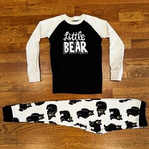 NWOT Lazy One Little Bear Black and White Pajama Set - Size 8
